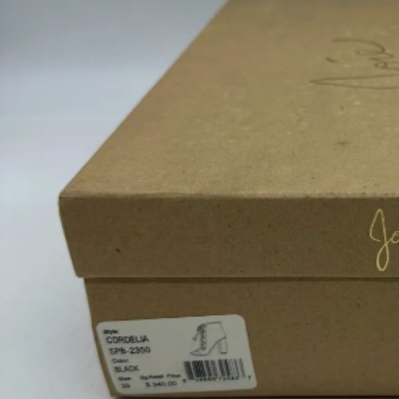 Joie Cordelia Black Leather Lace Up Peep Toe Ankle Boots Heels Sz 8 M Block Heel - Picture 10 of 10